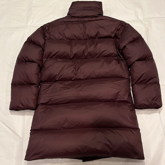 Eileen Fisher Eggshell Recycled Nylon Funnel Neck Coat - Petite Small - Cassis - Picture 6 of 15